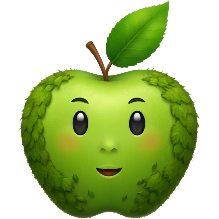 теперь это яблоко сделай пушистым как мох  зеленого цвета emoji