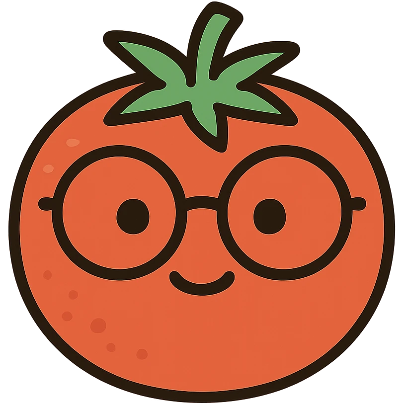 flat toon style tomato with glasses emoji