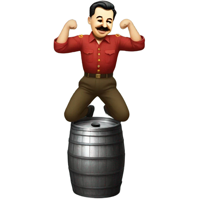 Stalin doing a keg stand emoji