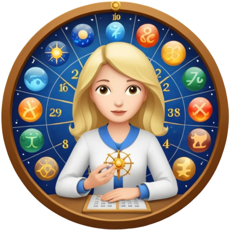 A woman astrologer calculating her birth chart  emoji