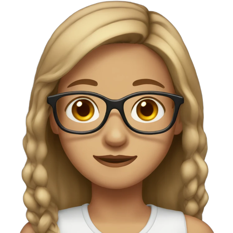 girl with light brown hair, brown eyes and glasses emoji