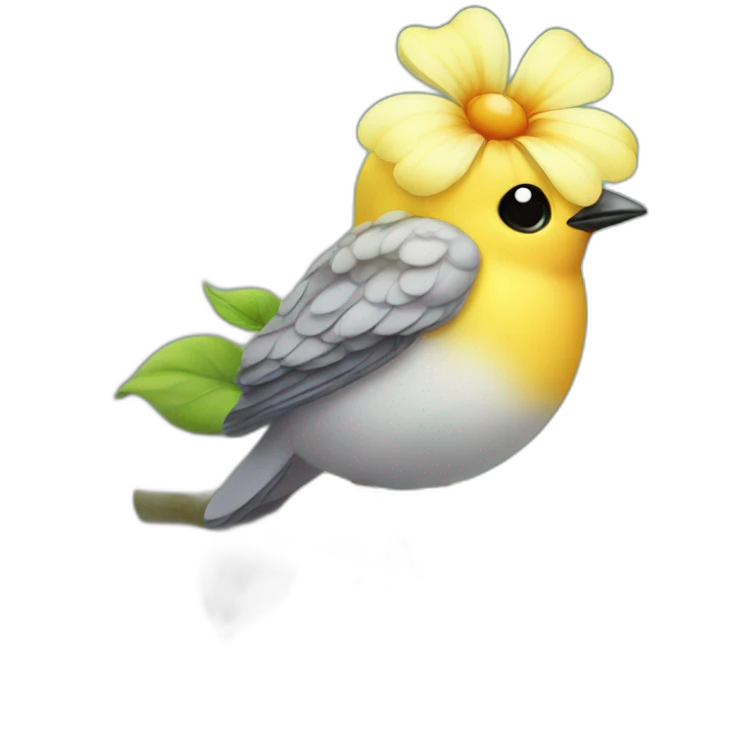 Cute baby bird with a flower on the head emoji