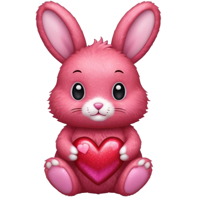 red glitter bunny with heart emoji