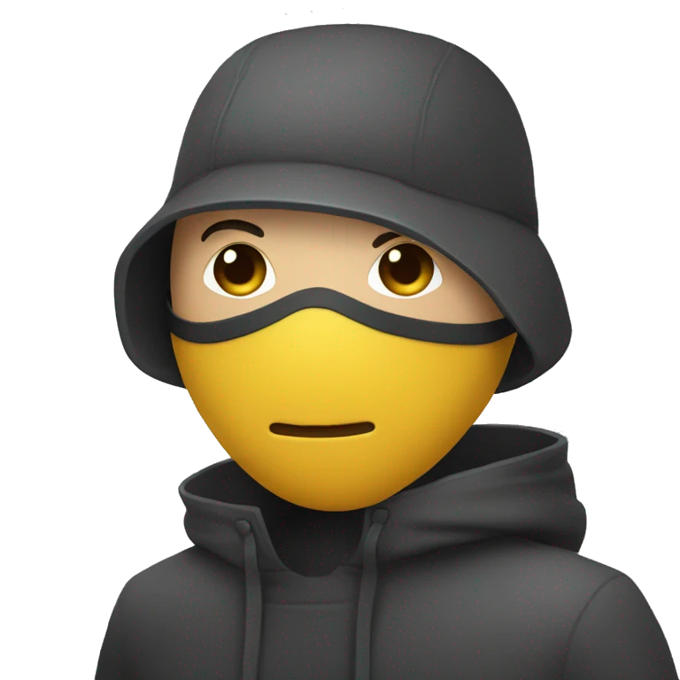Homme avec un masque qui lèvent la main et baisse la tête  emoji