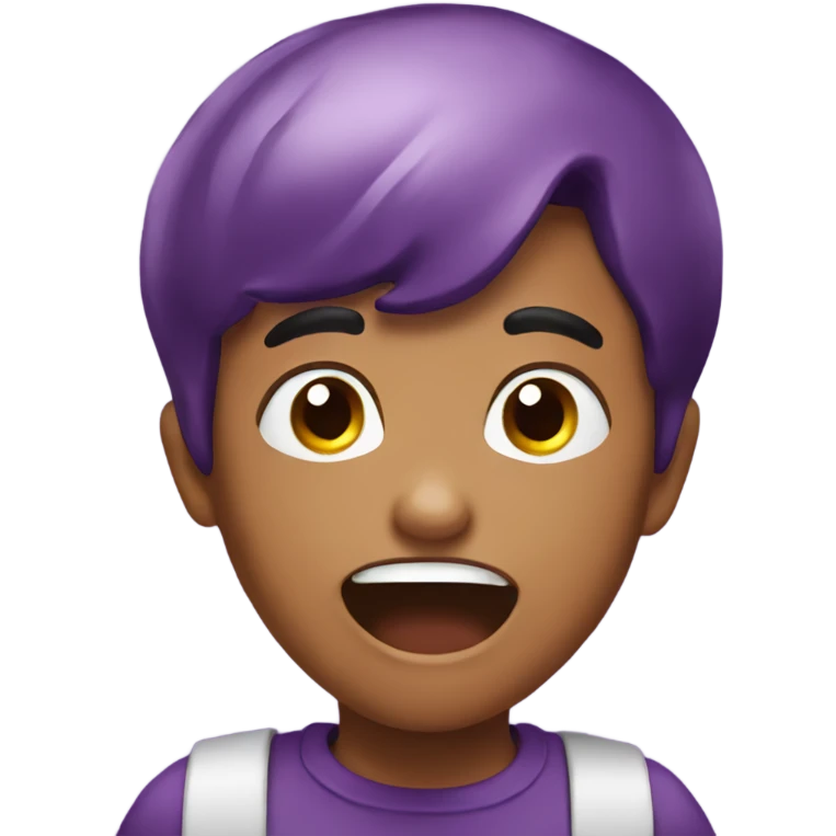 boy amazed with eggplant emoji