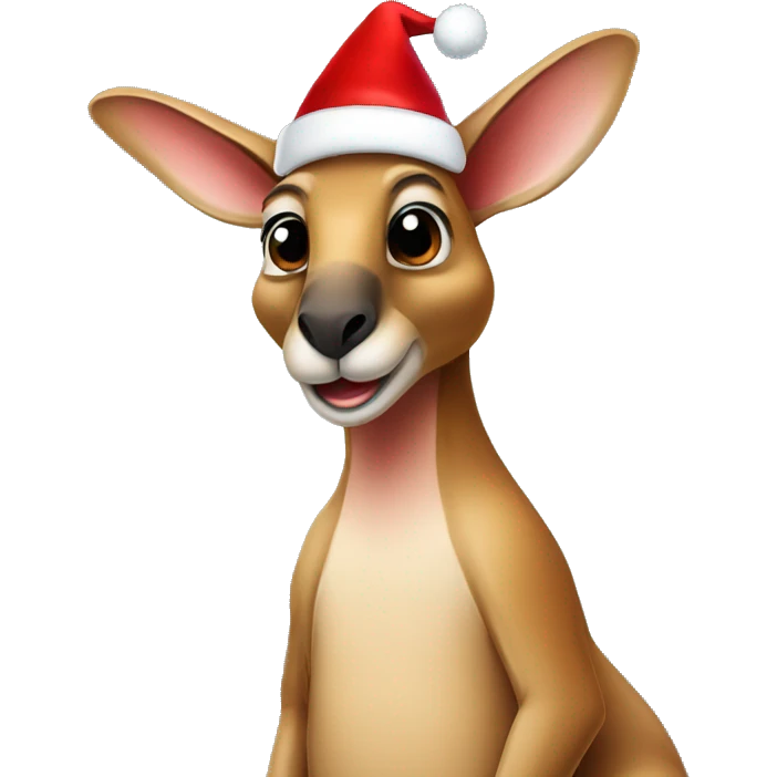 kangaroo wearing santa hat  emoji