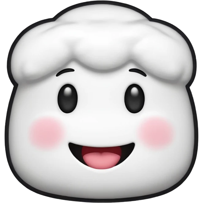 Créer un emoji en forme de marshmalow avec un sourire et des crois a la place des yeux emoji