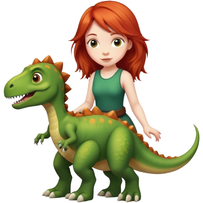 red-haired girl with a dinosaur tail and paws emoji