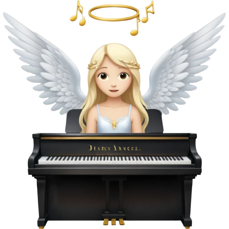 fée vêtue de blanc jouant du piano avec des ailes d'ange emoji