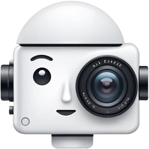 minimalist logo for AI SaaS service self2.art, face and camera emoji