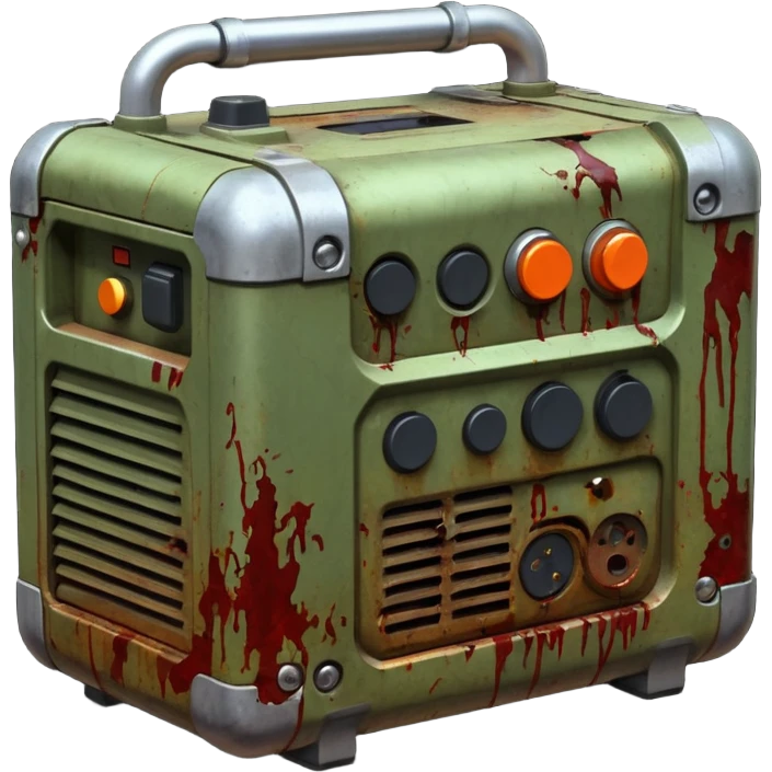 A generator for making electricity, covered in zombie guts. In a dark menacing style emoji