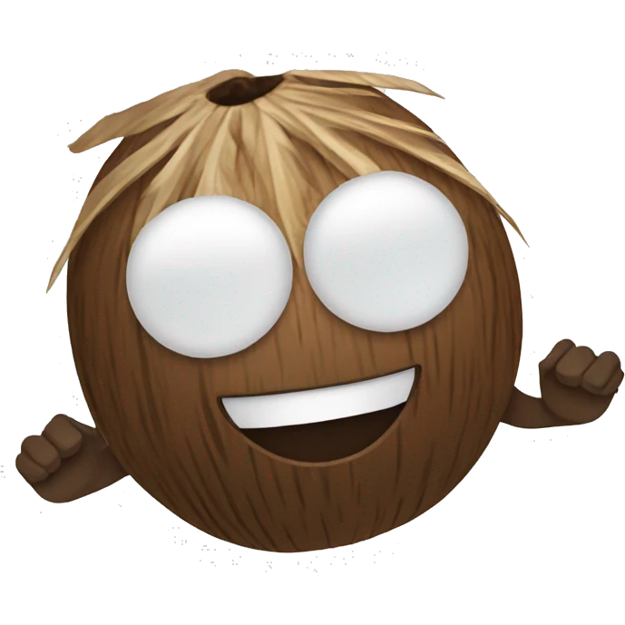 Cartoon coconut with hands emoji