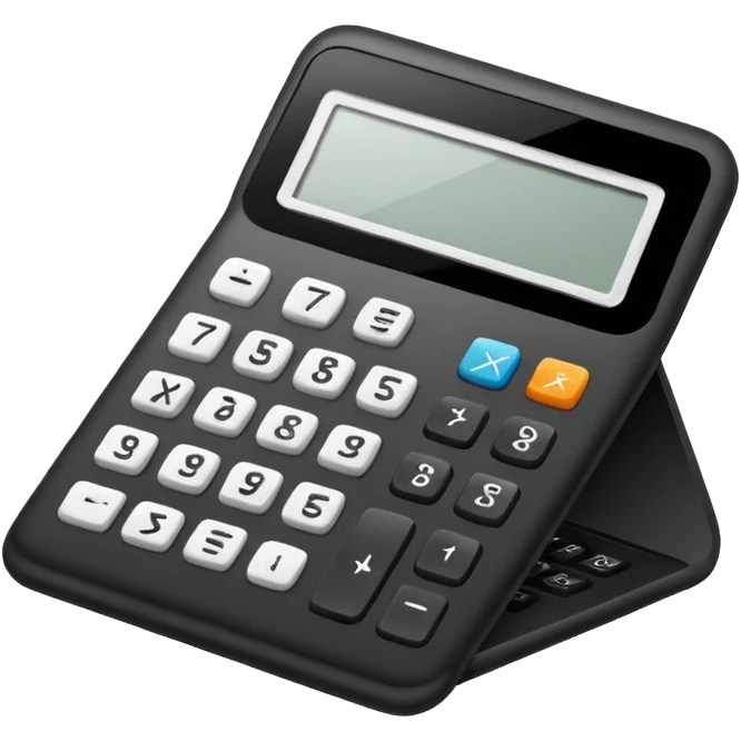 Minimalistic flat vector icon, iOS style, thin black contour on white background. Calculator and geometric shapes (triangle, circle). No text, no shadows. emoji