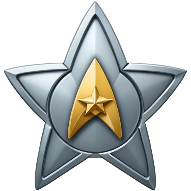 6 pointed star within a star trek communication badge emoji