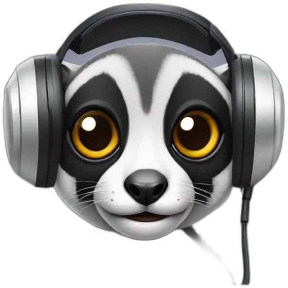 Lemur with gaming headset emoji