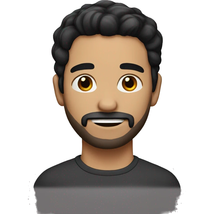 a man with black hair and a short haircut, a small black beard emoji