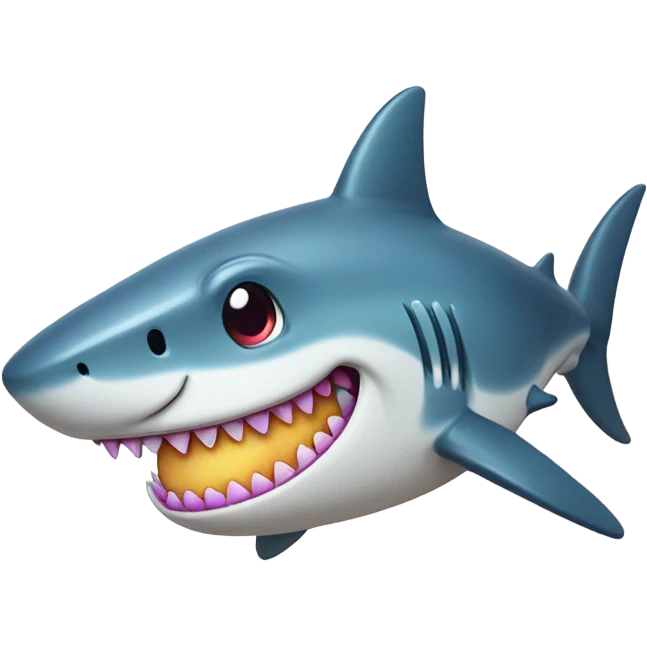 Tan Shark smiling with rainbow gem teeth emoji