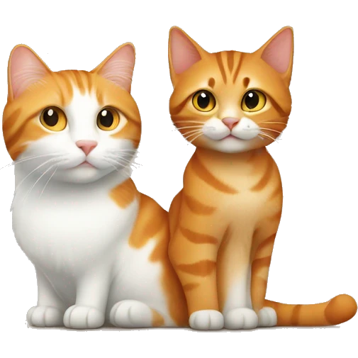 Orange cat with tabby cat with white  emoji