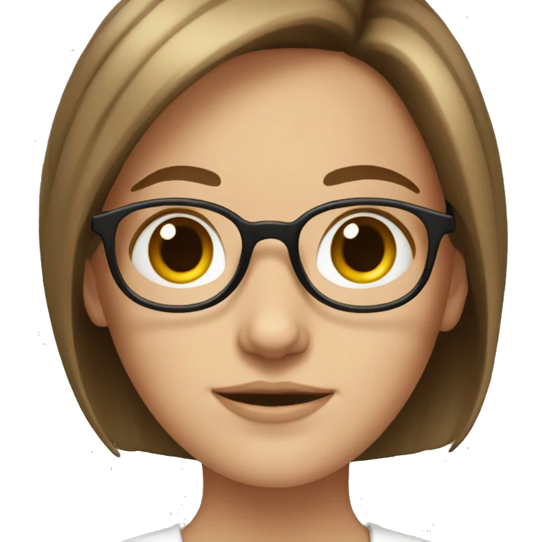 white girl with short brown hair and glasses  emoji
