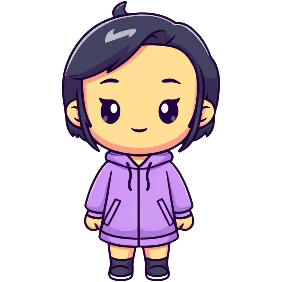 Cute female figurine in designer toy style, colorful, smooth plastic appearance, chibi proportions emoji