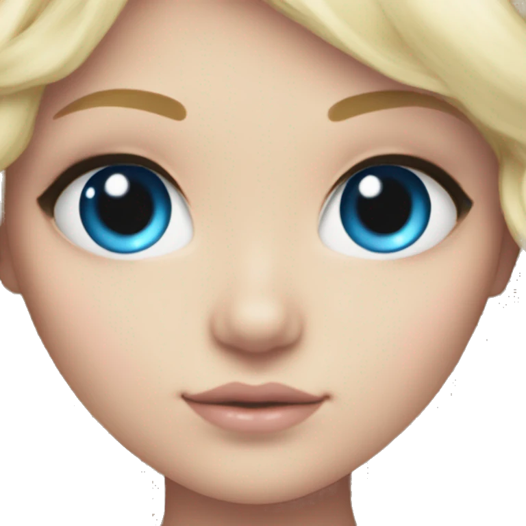ocean blue doll eyes, blonde hair, feminine, pink, girl, angelic emoji