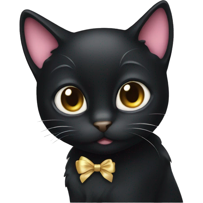 Black cat with bow  emoji