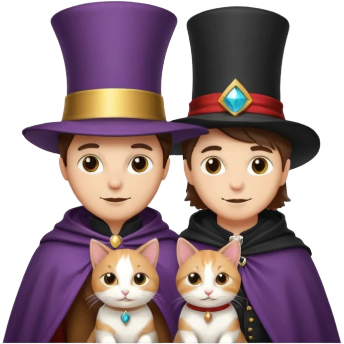 magician couple and their pet cat emoji
