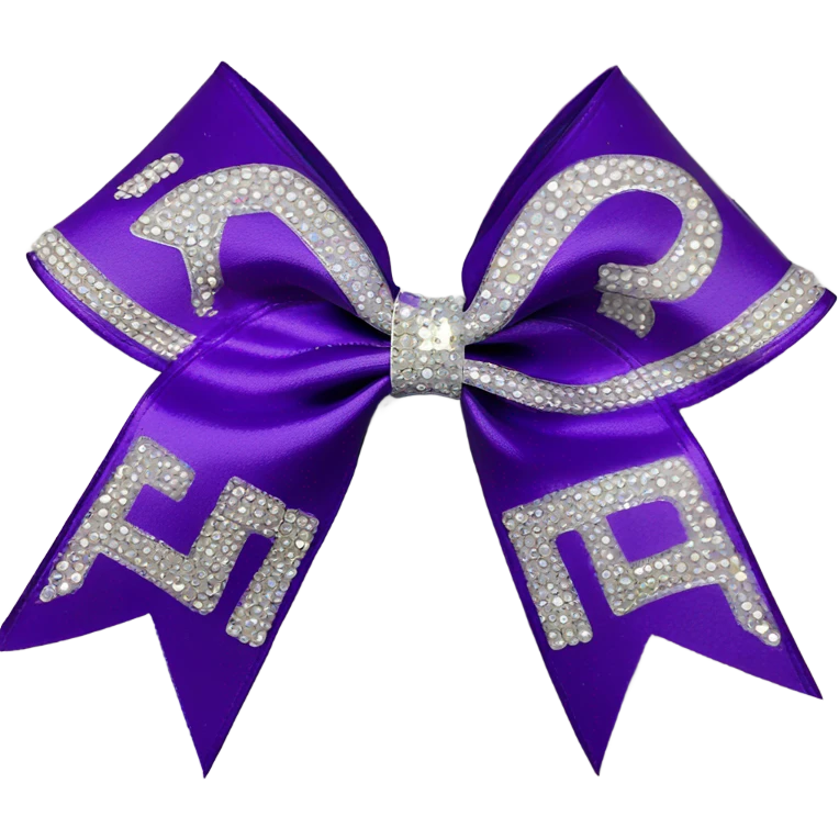 purple and white with rhinestones cheer bow emoji