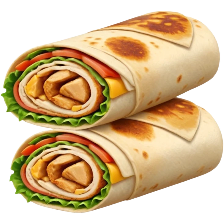 chicken wrap cut in half showing filling emoji