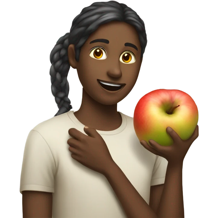 Girl giving man fruit  emoji