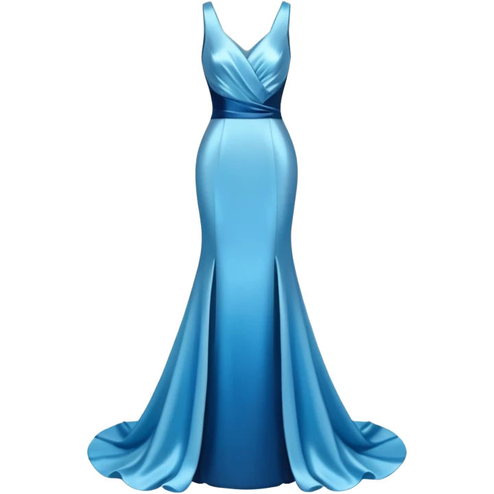 realistic isolated long slim pastel blue formal party satin dress with gradient shiny sparkling dark blue emoji