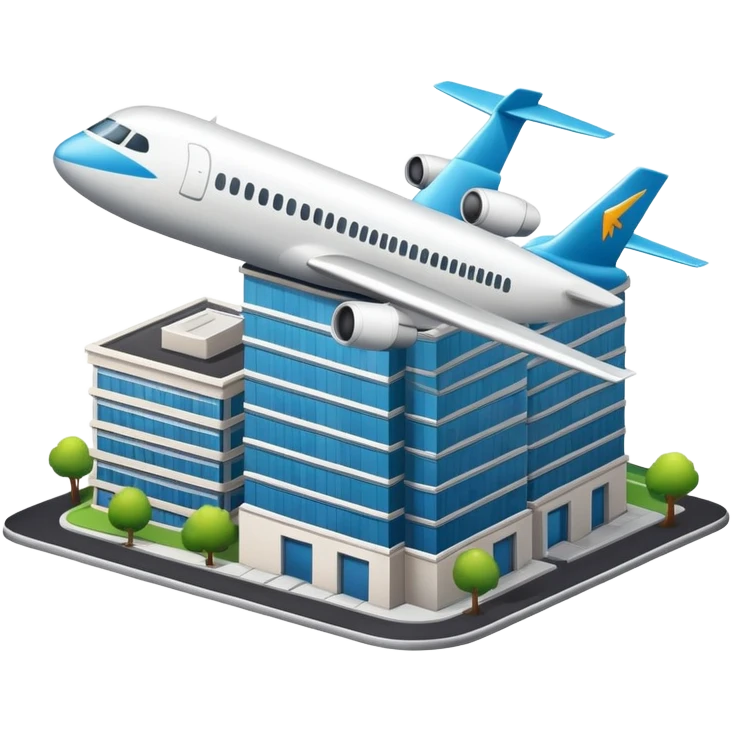 Edificio y avión  emoji