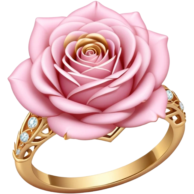 Romantic Pastel pink and gold rose Diamond ring emoji