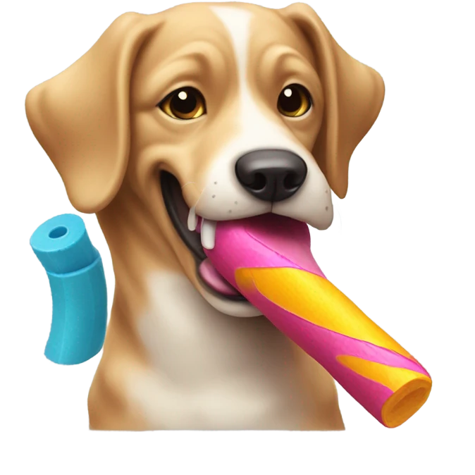 dog eating a chew toy emoji