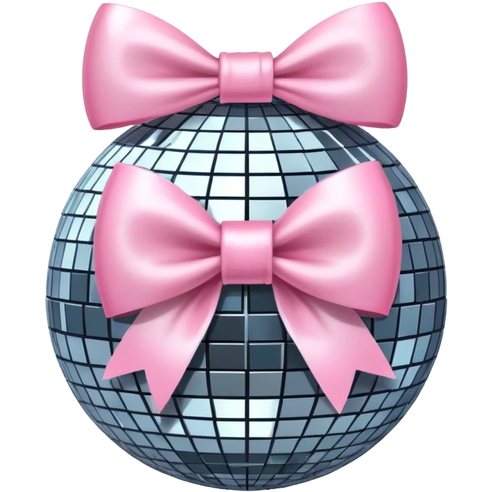 Disco ball with a light pink bow emoji