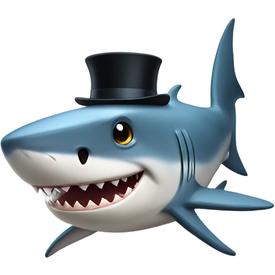 Shark with a top hat emoji
