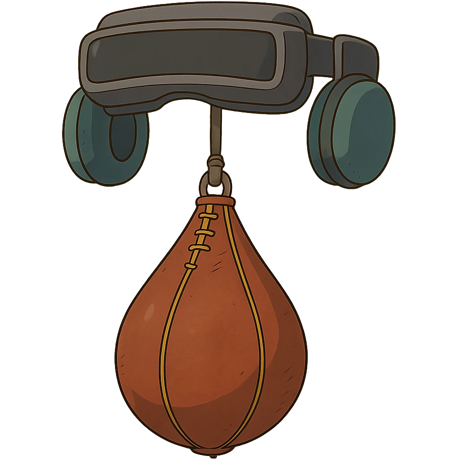 ghibli style speed bag with VR headbands and headrests emoji