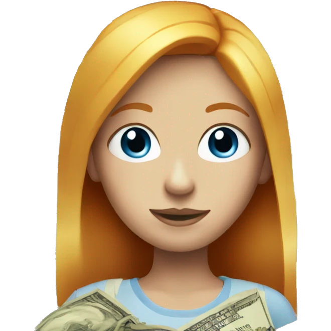 Red head girl blue eyes with blonde money pieces emoji