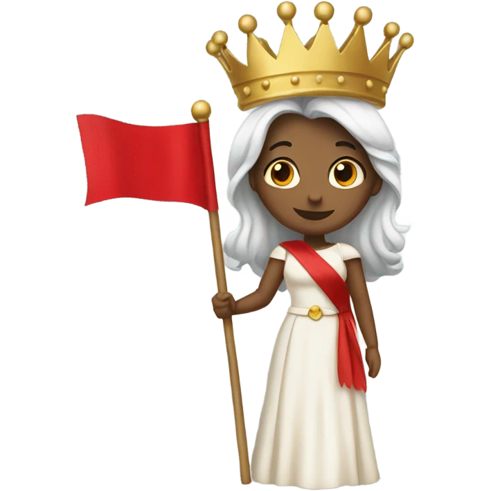 Beautiful queen holding a red flag emoji
