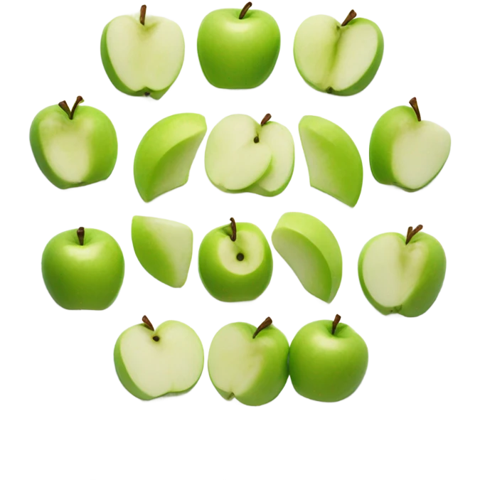 Cut up green apple on a plate emoji