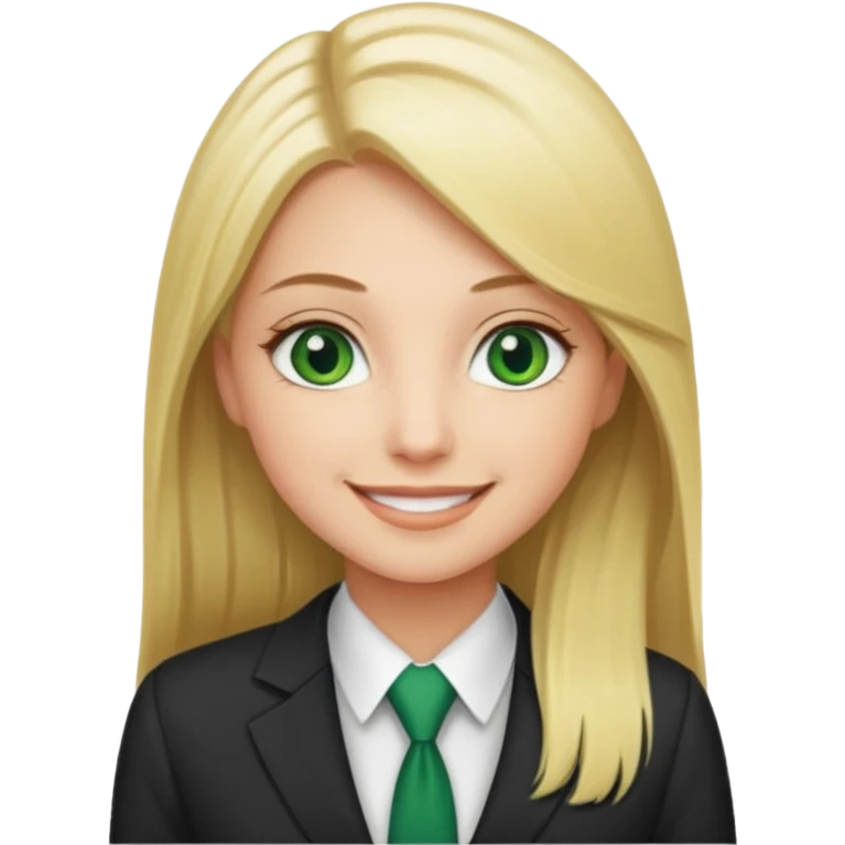 Green eyes office girl with straight long blonde hair barbie emoji