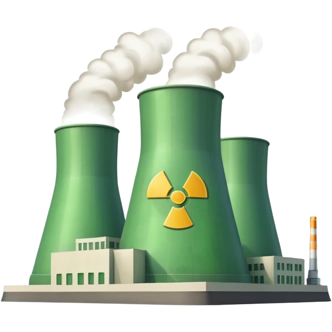 nuclear power plant with a subtle radioactive glow, less green, realistic, emoji style, option 10 emoji