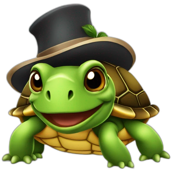 Tortue avec chapeau de fête  emoji