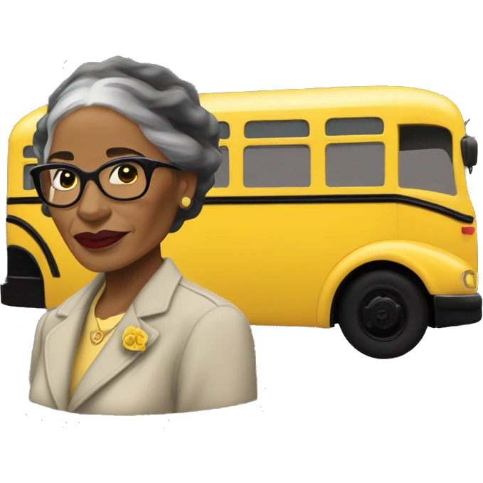 black rosa parks with yellow bus in background emoji