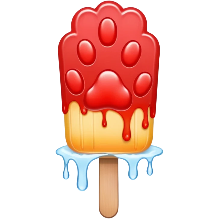A water ice pop is shaped like a red animal paw and has an ice pop stick at the bottom. emoji
