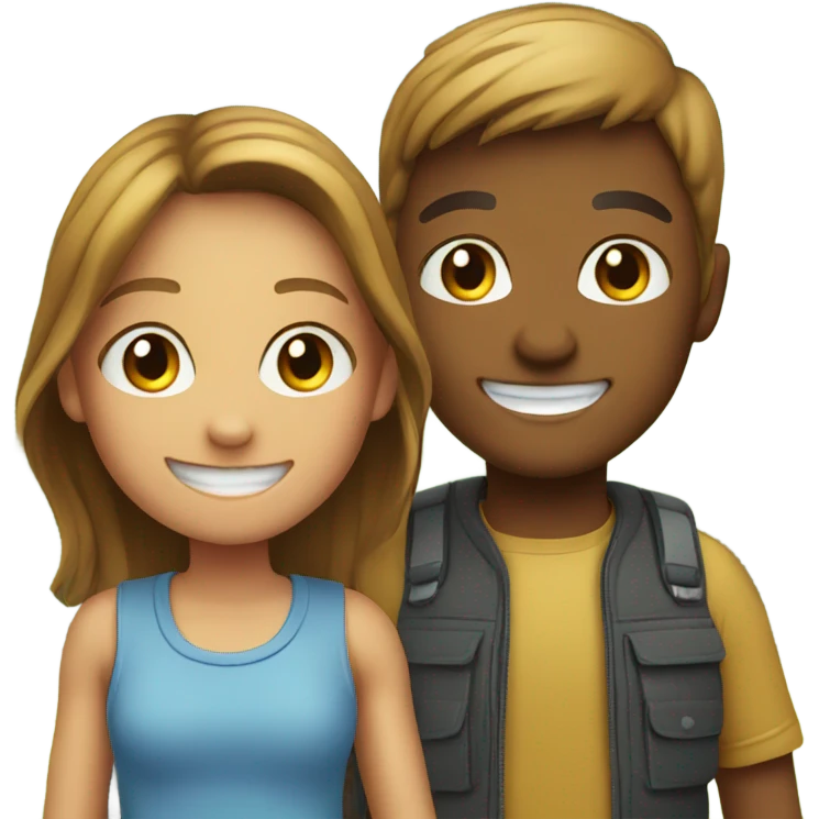 smiling girl and boy outdoors emoji