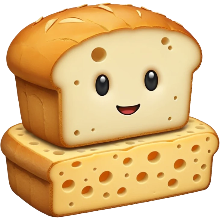 the small and sad bread among the giant cheeses  emoji
