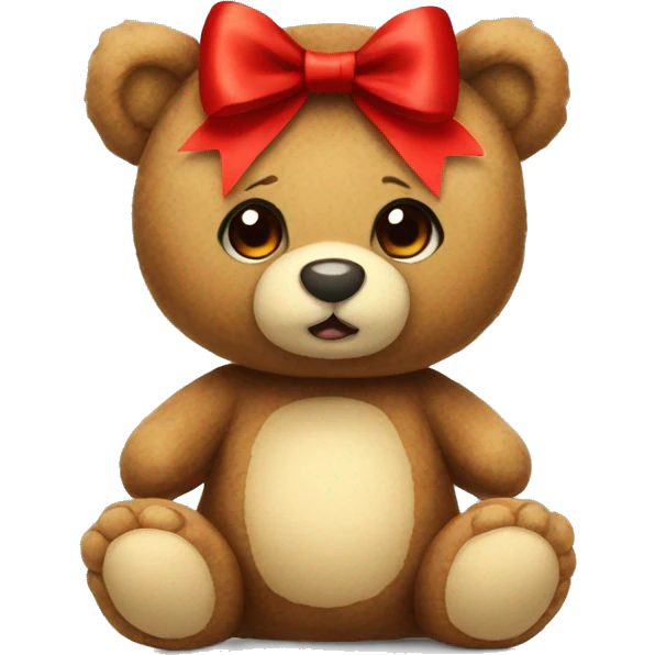 Cute bear stuffed animal with red bow emoji