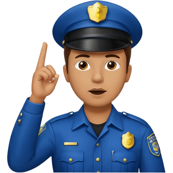 police officer front view blowing a whistle hand raised to signal stop emoji