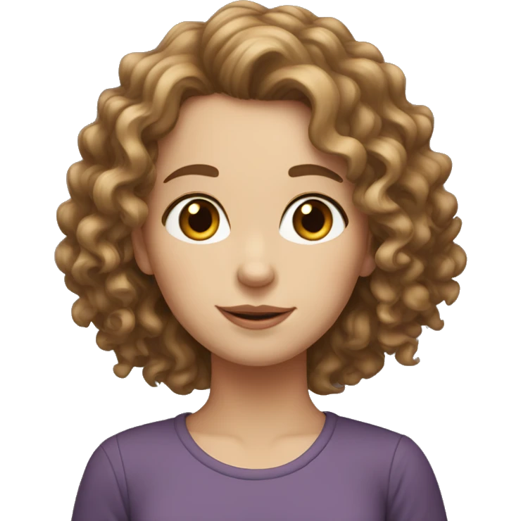 White girl with curly brown hair  emoji